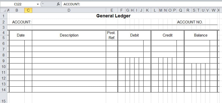 12 Excel General Ledger Templates Excel Templates