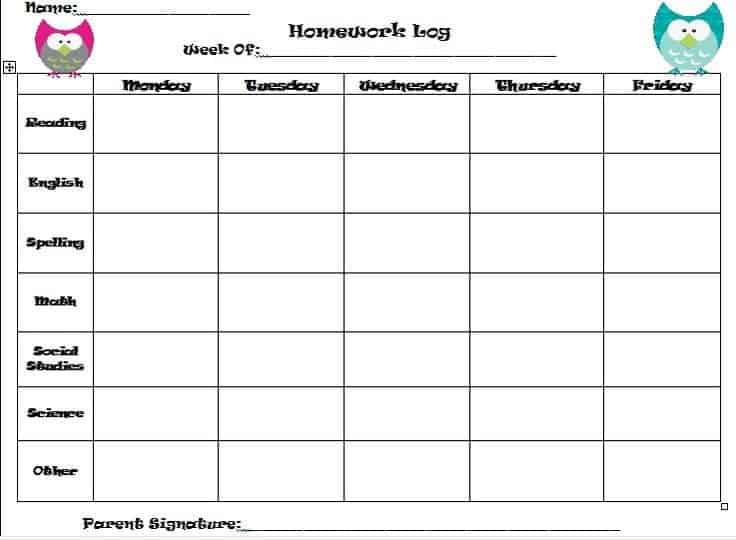 9 Homework Schedule Templates Excel Templates