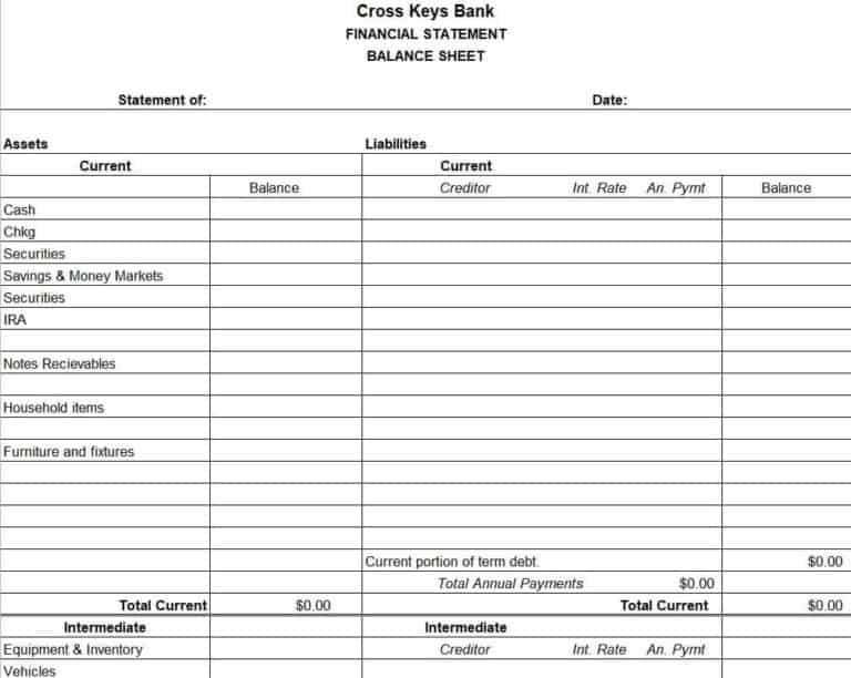 Business Financial Statement Templates Excel Excel Templates