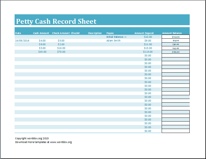 8 Petty Cash Log Templates Excel Templates