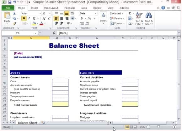 9 Balance Sheet Formats In Excel Excel Templates