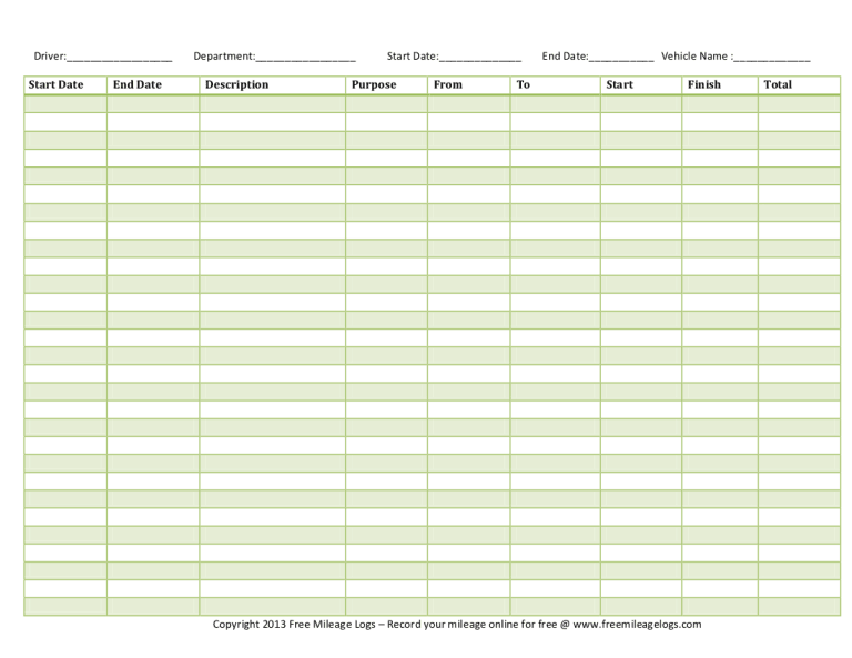 10+ Excel Mileage Log Templates Excel Templates