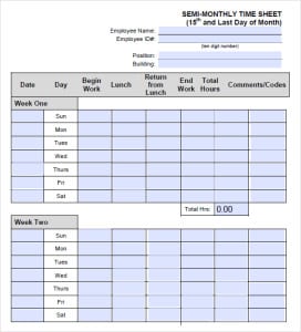 9+ Monthly Timesheet Templates - Excel Templates