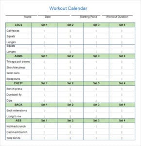 13+ Free Fitness Calendar Templates - Excel Templates