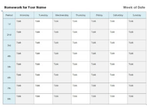 7 FREE Homework Calendar Templates [Excel, Word] - Excel Templates