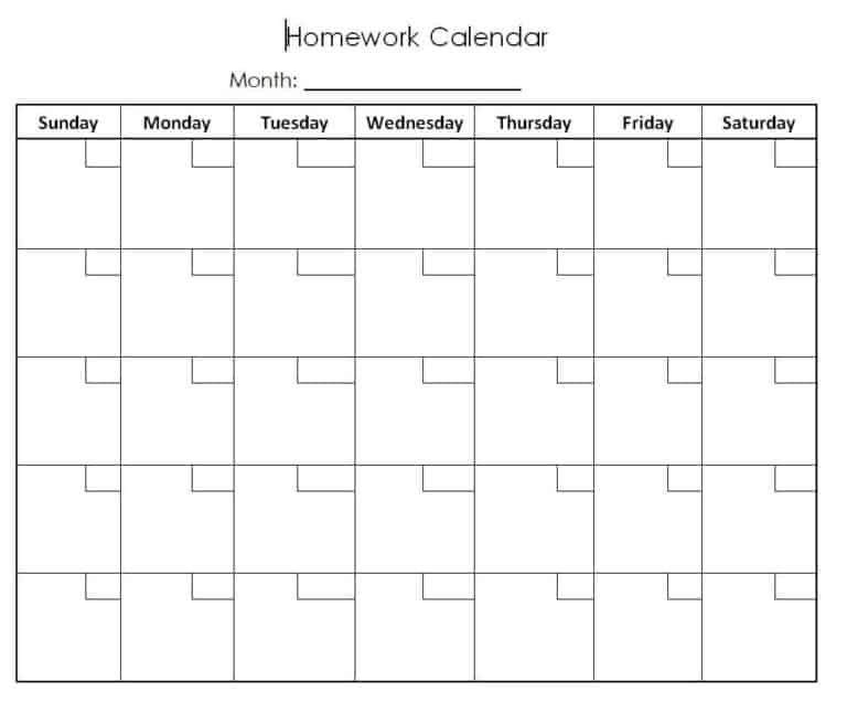 7 Free Homework Calendar Templates [excel, Word] - Excel Templates