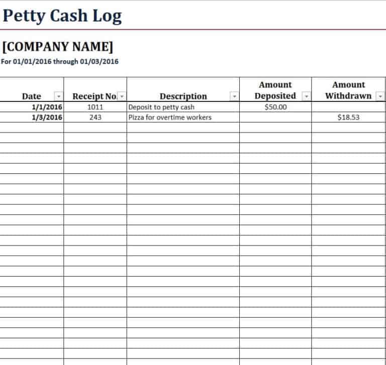 FREE 14+ Petty Cash Log Templates Excel - Excel Templates