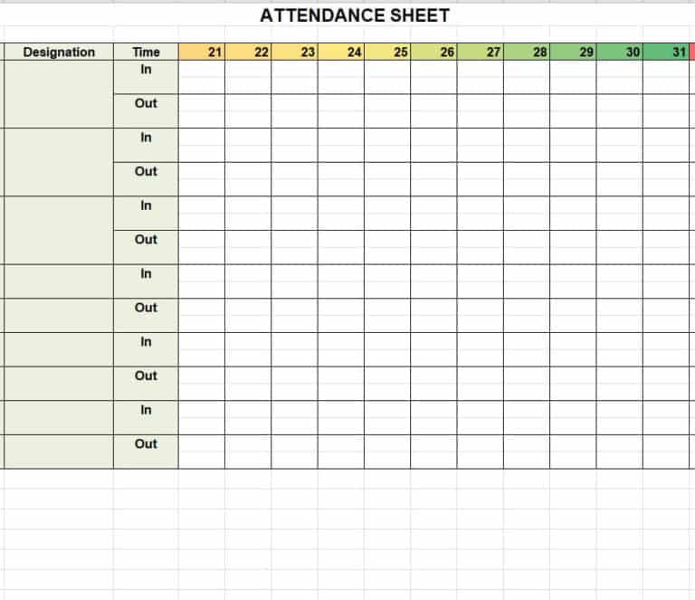 11+ Sample Attendance Sheet Excel Templates - Excel Templates