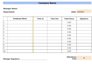 11+ Sample Attendance Sheet Excel Templates - Excel Templates