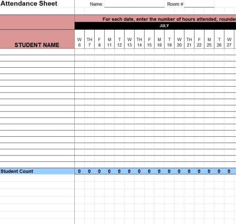 11 Sample Attendance Sheet Excel Templates Excel Templates