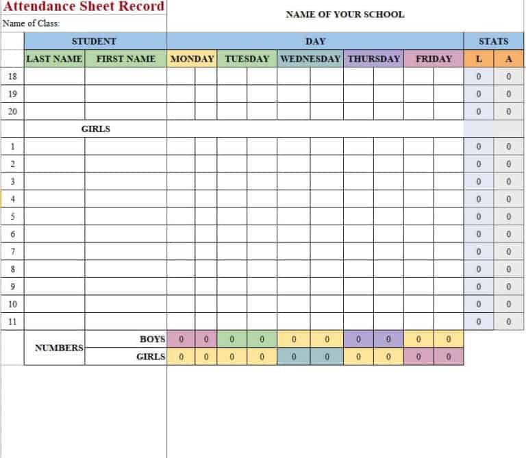 11+ Sample Attendance Sheet Excel Templates - Excel Templates