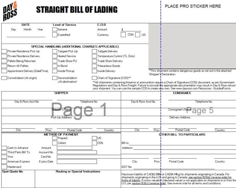 9 BEST Bill Of Lading Excel Templates Excel Templates