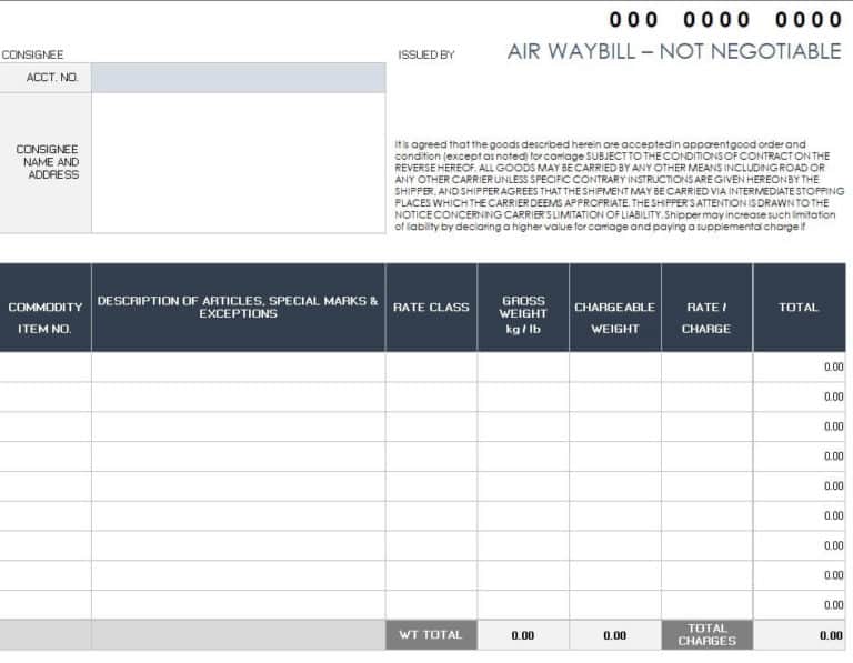 9 BEST Bill Of Lading Excel Templates Excel Templates