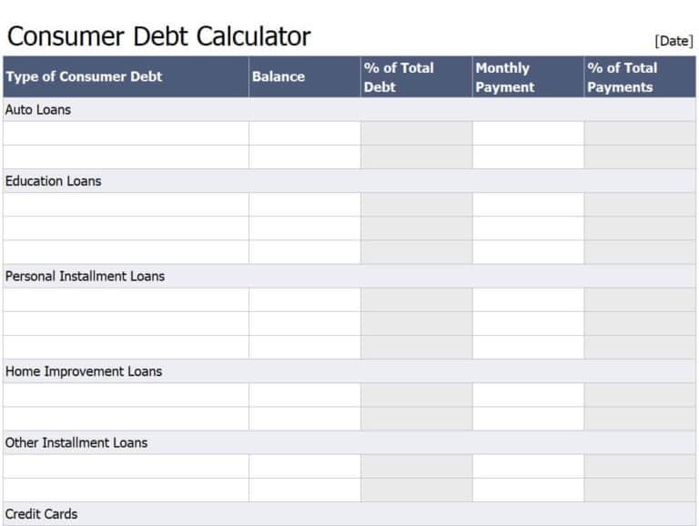 10 Sample Debt Calculator Excel Templates - Excel Templates