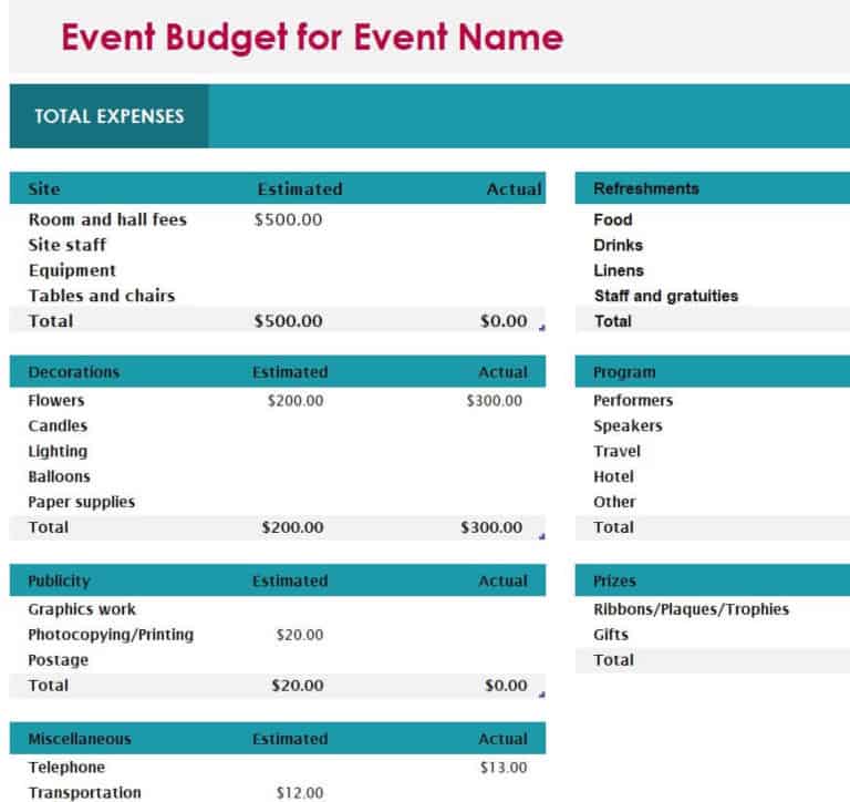 Top 10 FREE Event Budget Planning Templates - Excel Templates