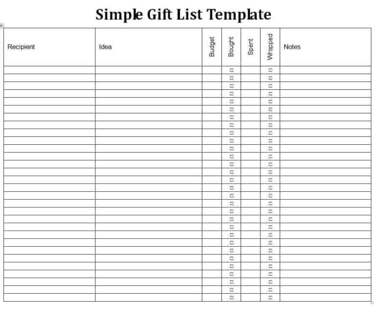 12 BEST Practical Gift List Templates [EXCEL, WORD, PDF] - Excel Templates