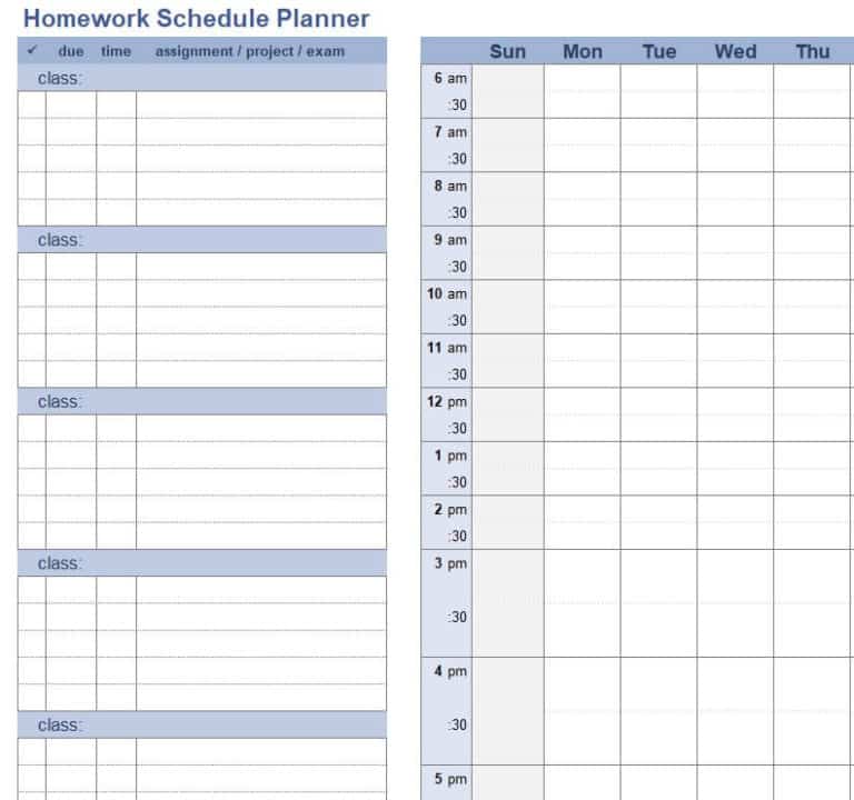 11+ FREE Homework Schedule Templates in WORD & EXCEL Formats - Excel ...