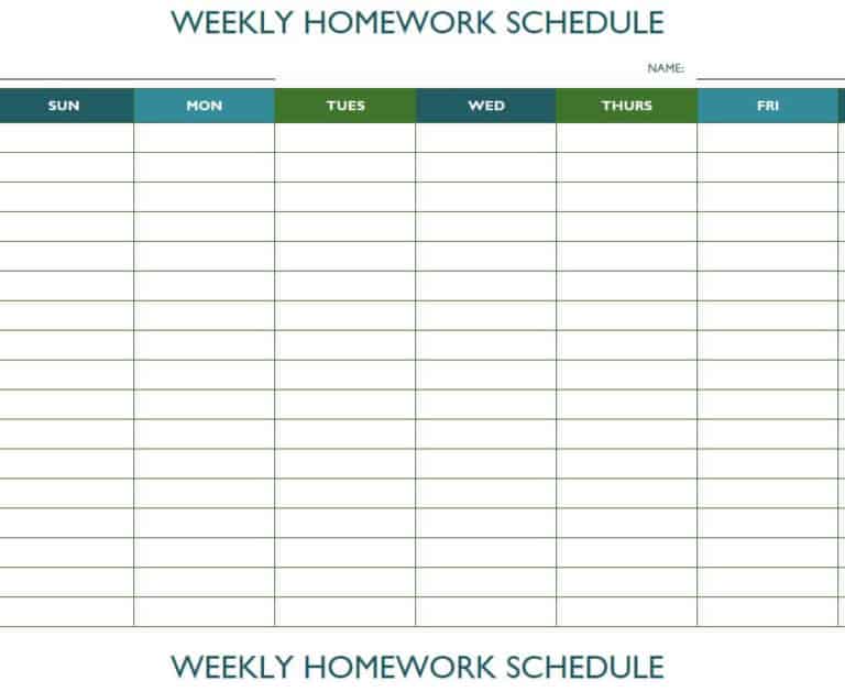 11+ FREE Homework Schedule Templates in WORD & EXCEL Formats - Excel ...