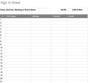 15+ Useful Sign In Sheet Templates (EXCEL & WORD) - Excel Templates